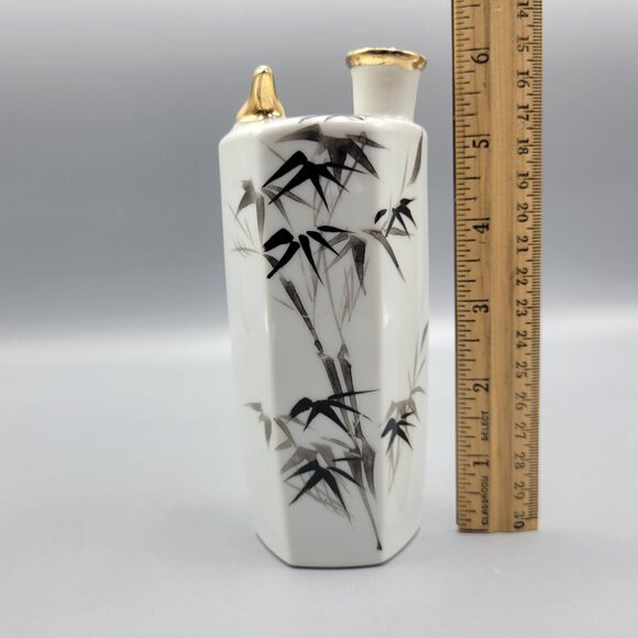 Vintage Whistling Gold Bird Bamboo Pattern Sake Set Bottle & 4 Cups Japan - Picture 15 of 16